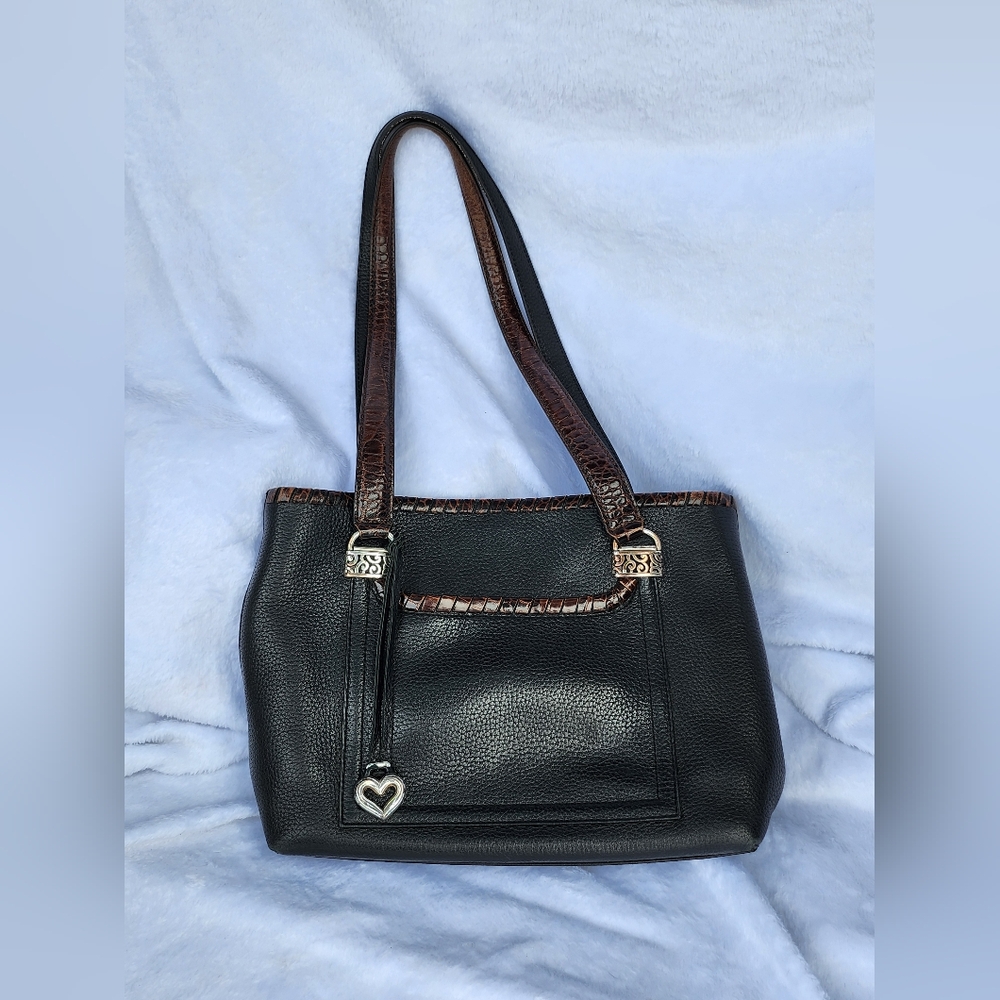 Brighton Black Leather Tote Style Purse